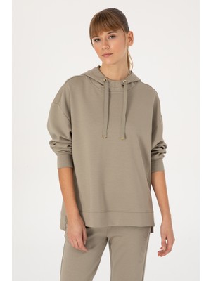 U.S. Polo Assn. Kadın Açık Haki Modal Karışımlı Kapüşonlu Sweatshirt 50313561-VR183