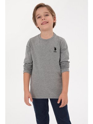 U.S. Polo Assn. Erkek Çocuk Gri Melanj Basic Bisiklet Yaka Sweatshirt 50314002-VR086