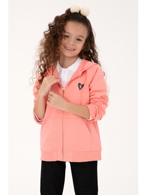 U.S. Polo Assn. Kız Çocuk Neon Pembe Kapüşonlu Fermuarlı Sweatshirt 50316873-VR105