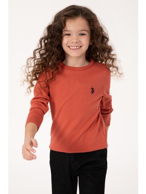 U.S. Polo Assn. Kız Çocuk Gül Kurusu Bisiklet Yaka Basic Kazak 50316808-VR026