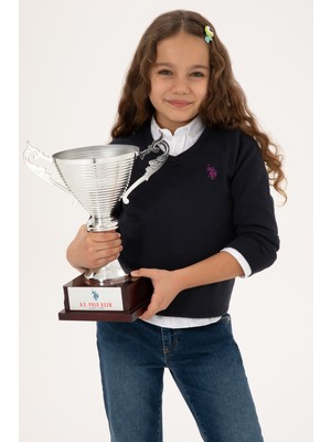 U.S. Polo Assn. Kız Çocuk Lacivert V Yaka Basic Kazak 50316777-VR033