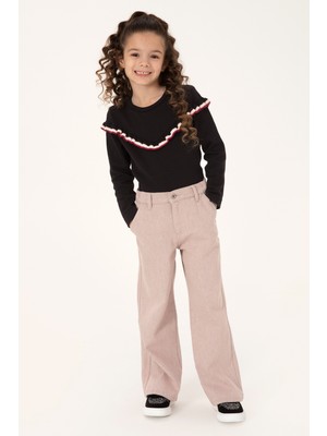 U.S. Polo Assn. Kız Çocuk Pudra Loose Fit Jean Pantolon 50314317-VR042