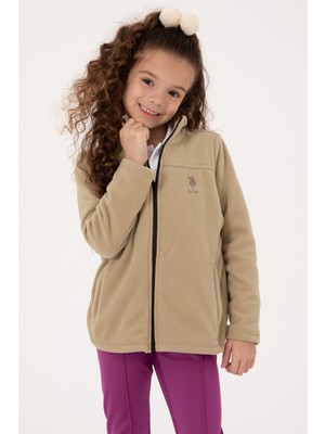 U.S. Polo Assn. Kız Çocuk Açık Haki Fermuarlı Polor Sweatshirt 50317875-VR183