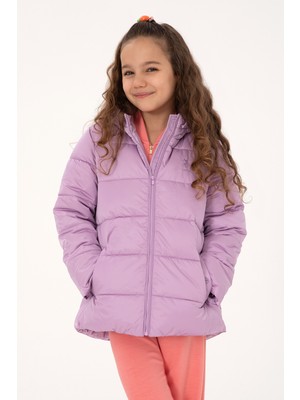 U.S. Polo Assn. Kız Çocuk Lila Kapüşonlu Kaban 50313073-VR034