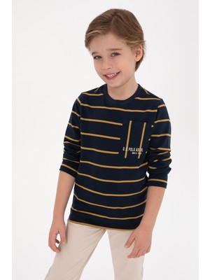 U.S. Polo Assn. Erkek Çocuk Açık Lacivert Bisiklet Yaka Süprem Sweatshirt 50316622-VR059