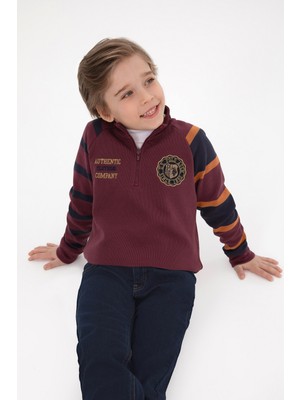 U.S. Polo Assn. Erkek Çocuk Bordo Yarım Fermuarlı Sweatshirt 50308557-VR177