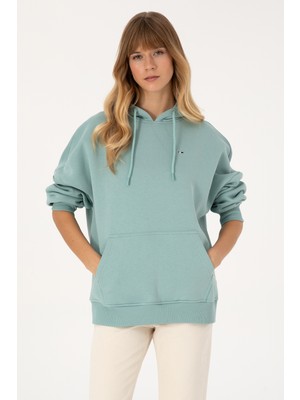 U.S. Polo Assn. Kadın Mint Şardonlu Kapüşonlu Sweatshırt 50313567-VR090