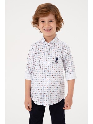 U.s. Polo Assn. Erkek Çocuk Beyaz Gömlek Desenli 50316682-VR013