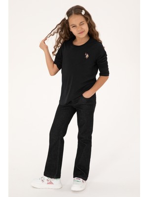 U.S. Polo Assn. Kız Çocuk Siyah Slim Flare Jean Pantolon 50317866-VR046