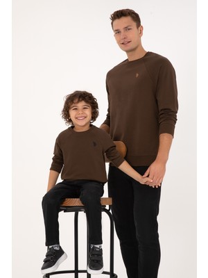 U.S. Polo Assn. Erkek Çocuk Kahverengi Basic Sweatshirt Kolsuz Düz Yaka 6 - 7 Yaş 50313832-VR029