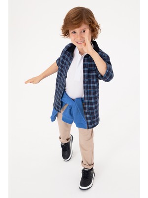 U.S. Polo Assn. Erkek Çocuk Indigo Desenli Kolsuz Gömlek Rahat Kesim Trend Stil