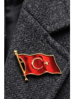 BB Bi Butik Shop Işıltılı Türk Bayrağı Yaka Iğnesi