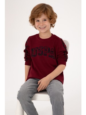 U.S. Polo Assn. Erkek Çocuk Bordo Bisiklet Yaka Sweatshirt 50316537-VR014