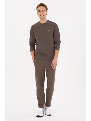 U.S. Polo Assn. Erkek Vizon Eşofman Altı  50315588-VR052 %85 Pamuk %15 Poliester Regular Fit Bilek Boy