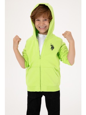U.S. Polo Assn. Erkek Çocuk Yeşil Fermuarlı Kapüşonlu Sweatshirt 50316706-VR020