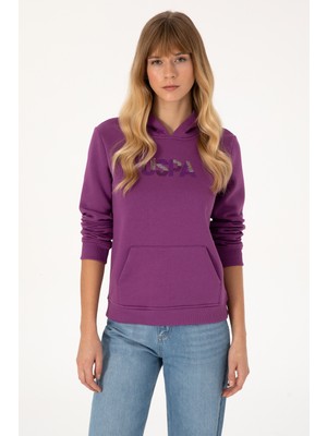 U.S. Polo Assn. Kadın Menekşe Kapüşonlu Basic Sweatshirt 50307711-VR037