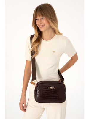 U.S. Polo Assn. Kadın Kahverengi Kroko Çapraz Çanta 50317817-VR029