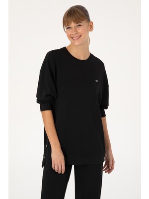 U.S. Polo Assn. Kadın Siyah Bisiklet Yaka Sweatshirt 50314194-VR046