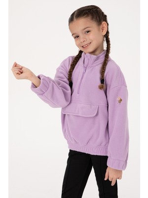 U.S. Polo Assn. Kız Çocuk Lila Polarlı Yarım Fermuarlı Sweatshirt 50317992-VR034