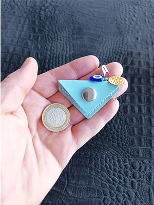 VİP GİFT Mini Bebek Cevşeni Dualı Kolye Muska Hakiki Deri El Yapımı Üçgen