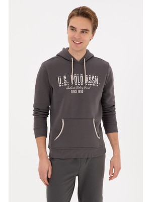 U.S. Polo Assn. Erkek Regular Fit Kapüşonlu Gri Sweatshirt 50315527-VR024