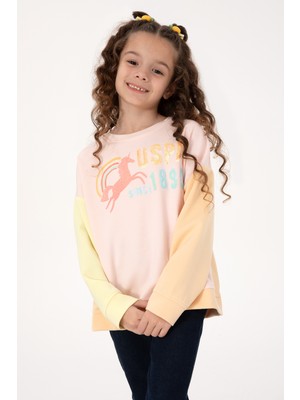 U.S. Polo Assn. Kız Çocuk Açık Pembe Bisiklet Yaka Sweatshirt 50317979-VR078