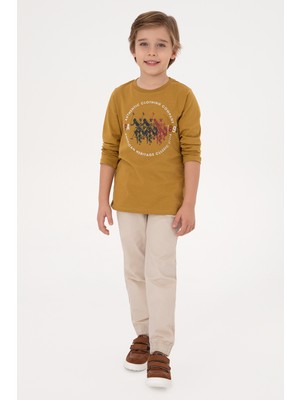 U.S. Polo Assn. Erkek Çocuk Hardal Bisiklet Yaka Süprem Sweatshirt 50316595-VR151