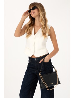 U.S. Polo Assn. Kadın Siyah Zincir Askılı Kroko Kol Çantası 50317816-VR046