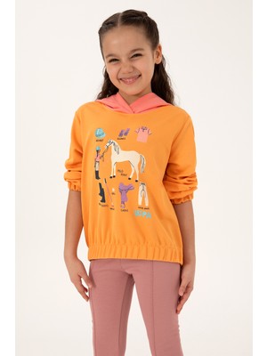 U.S. Polo Assn. Kız Çocuk Turuncu Kapüşonlu Sweatshirt 50317906-VR244