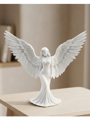Nacario Mey Ithalat® Dekoratif Melek Insan Figürlü 3D Heykel Biblo Modern Ev Dekoru