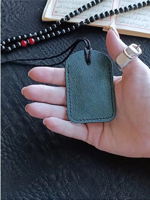 VİP GİFT Kayı Dörtgen Cevşen Dualı Kolye Muska Hakiki Deri