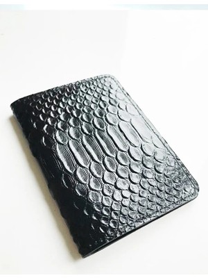 VİP GİFT Voyager Hakiki Deri Pasaport Kılıfı Python Siyah