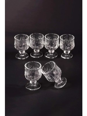 Die Grup Ayaklı Kahve Yanı Bardağı Kristal Kesim Shot Bardak 7cm x 4 cm 6 Lı Set