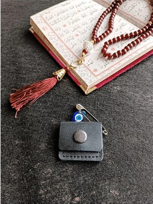 VİP GİFT Mini Bebek Cevşen Dualı Kolye Muska Hakiki Deri El Yapımı Dörtgen