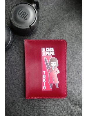 VİP GİFT La Casa De Papel Tokyo Vegan Deri Pasaport Kılıfı Bordo Rengi