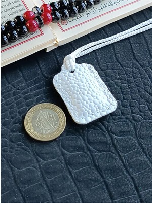 VİP GİFT Küçük Dörtgen Cevşen Dualı Kolye Muska Hakiki Deri El Yapımı Xs Baloncuk Desenli