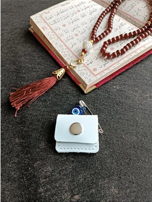 VİP GİFT Mini Bebek Cevşen Dualı Kolye Muska Hakiki Deri El Yapımı Dörtgen