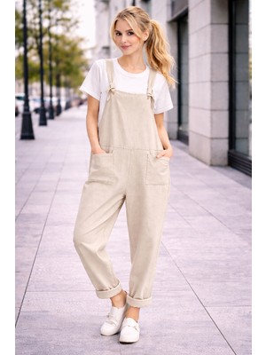 Sacrosa Askılı Büyük Cep Detaylı Kadın Salopet Tulum