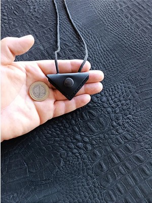 VİP GİFT Mini Cevşen Dualı Kolye Muska Hakiki Deri El Yapımı Üçgen