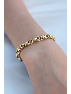 Nacario Mey Ithalat® Gold Renk 316L Çelik Zincir Kadın Bileklik