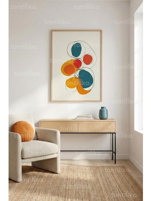 Tontilika Modern Sanat ve Doğal Tonlarda Soyut Formlar Dekoratif Ahşap Tablo