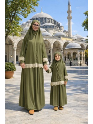 Defka Anne Kız Pratik Şık Namaz Elbisesi Takımı Likralı Pamuklu Kumaş