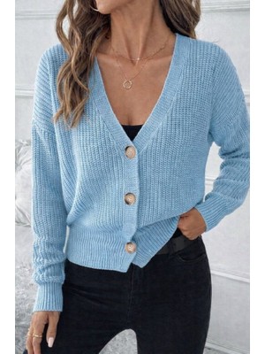 Düğme Detay Triko Bluz