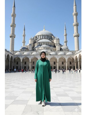 Defka Tek Parça Boydan Fermuarlı Düz Renk Kadın Namaz Elbisesi Ferace