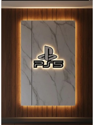 Nacario Mey Ithalat® Ps5 Logo Dekoratif Duvar Süsü Oyun Odası ve Salon Uyumu
