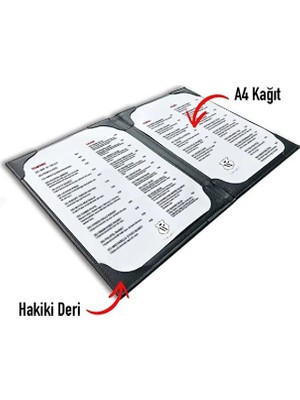 VİP GİFT Suni Deri Menü Kabı Yemek Menüsü Restaurant Cafe Otel Menü A4 Lacivert