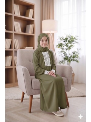 Defka Kız Çocuk Namaz Elbisesi Şallı Düz Renk Şık Esnek Kumaş