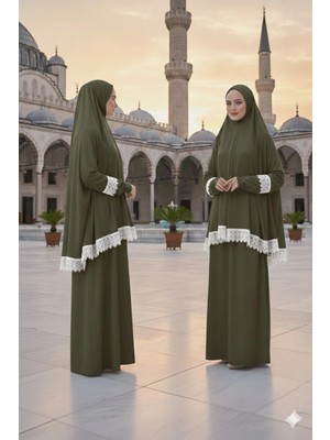 Defka Iki Parça Etekli Şık Modern Kadın Namaz Elbisesi Takımı