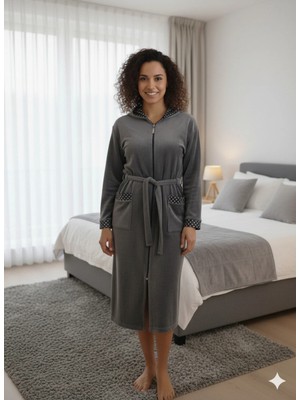 Defka Mevsimlik Cepli Kadın Sabahlık Gecelik