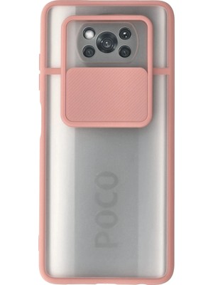 Nacario Mey Ithalat®   Pocophone X3 Kılıf Palm Buzlu Kamera Sürgülü Silikon - Pembe